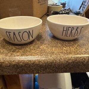 Rae Dunn Cream 'Season' and 'Herbs' Bowls